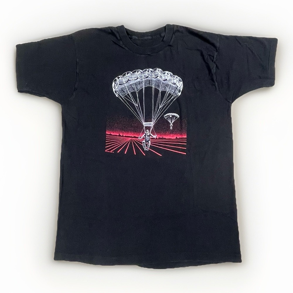 Vtg 1989 Skydiving T Shirt Mens XL Single Stitch USA Made Skydive Vaporwave 80s